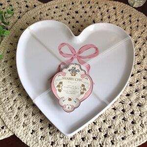Shabby Chic BOW Heart Shaped Melamine Plates Dessert Appetizer Salad